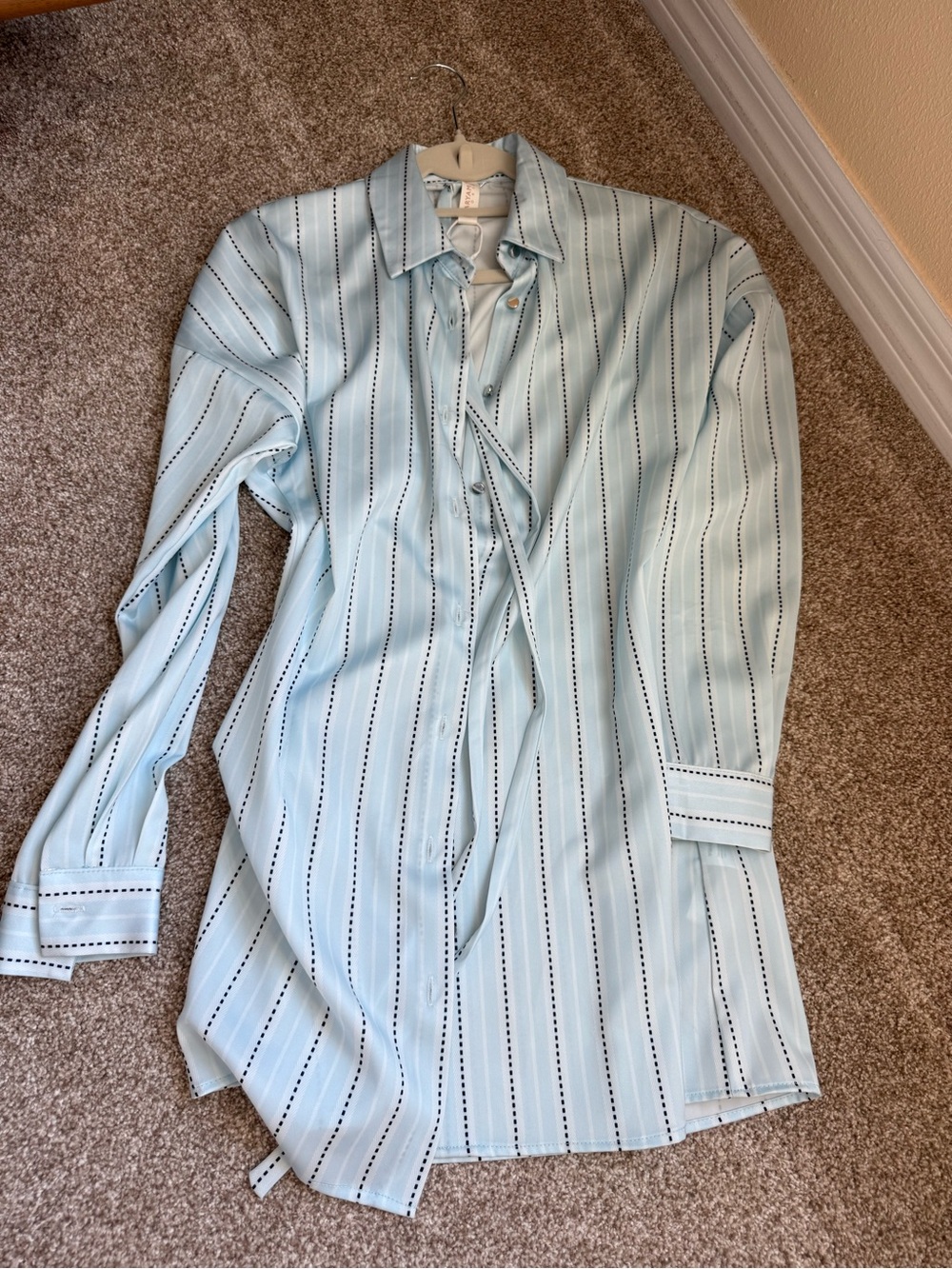 Light Blue Striped Button-Up Shirt - runs slights big